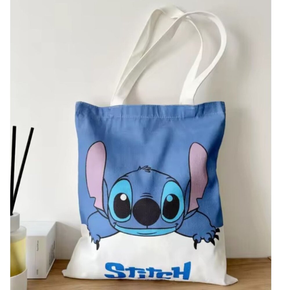Stitch Peekaboo Canvas Tote Bag Reusable Shoulder Bag 15x13